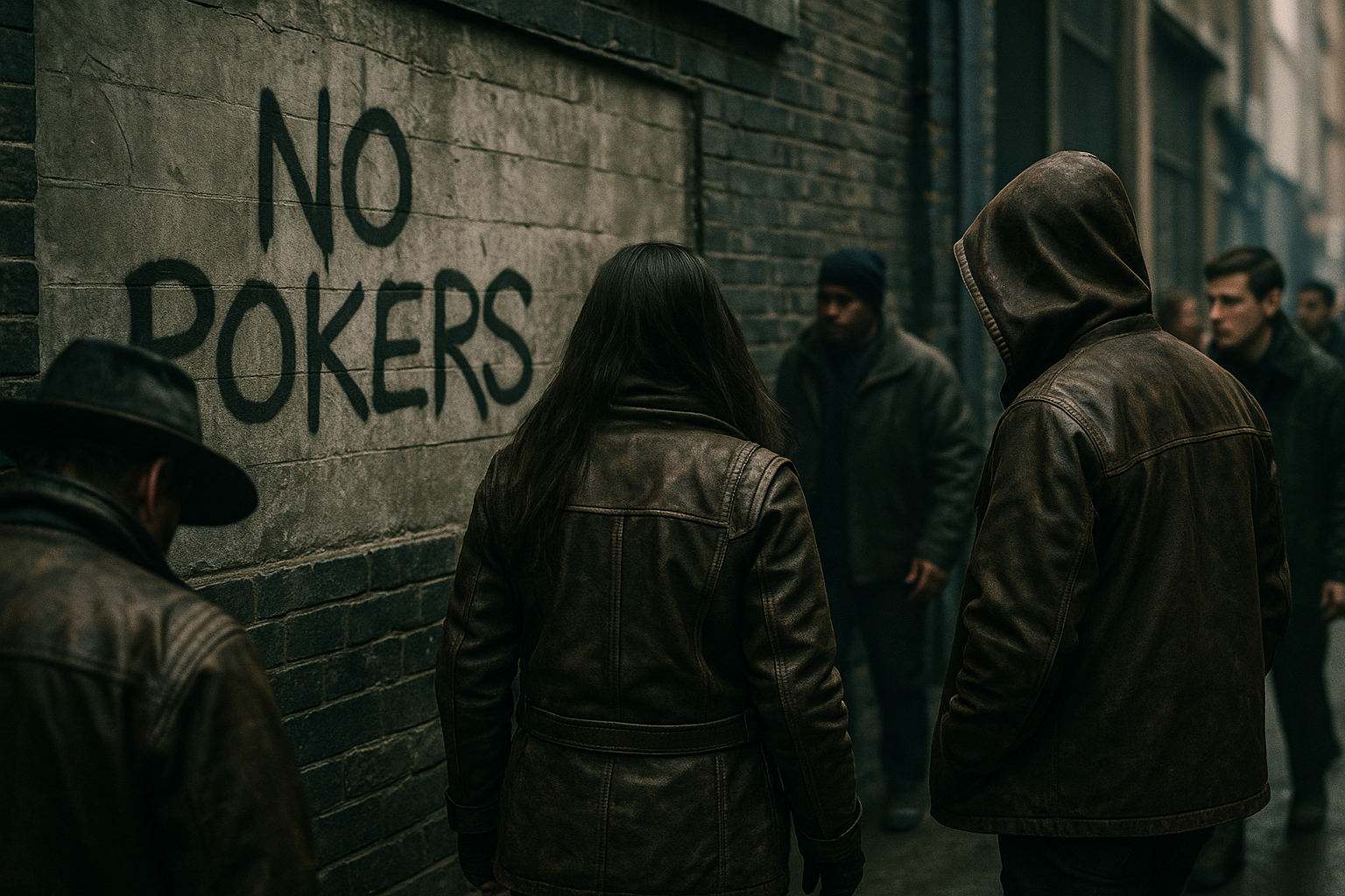 Graffiti that says "no pokers'