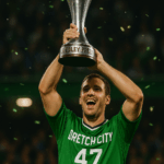 Ansen Tell holding the Spedley Prize